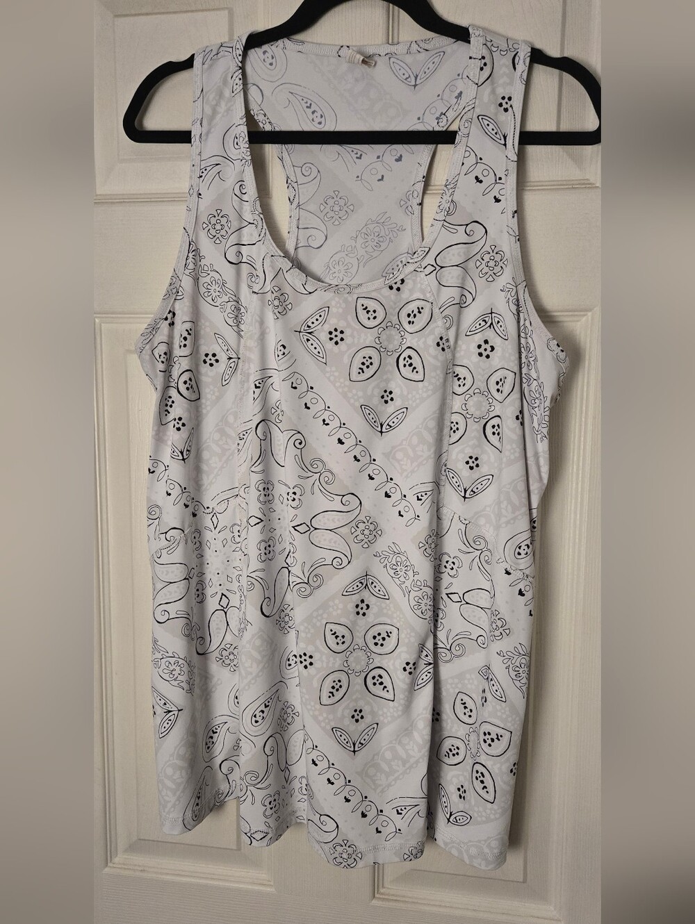 Lane Bryant White Racerback Tank with Paisley Print